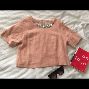 Blush Crop Top w/ Jewel Detailing